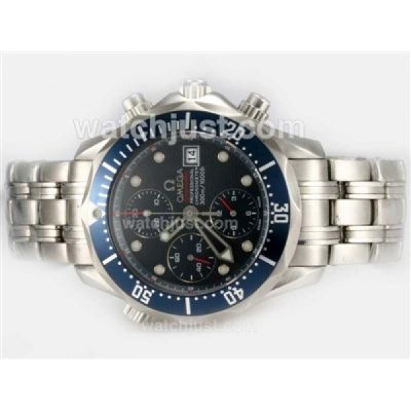 Practical UK Sale Omega Seamaster Automatic Fake Watches With Black Dials For Men