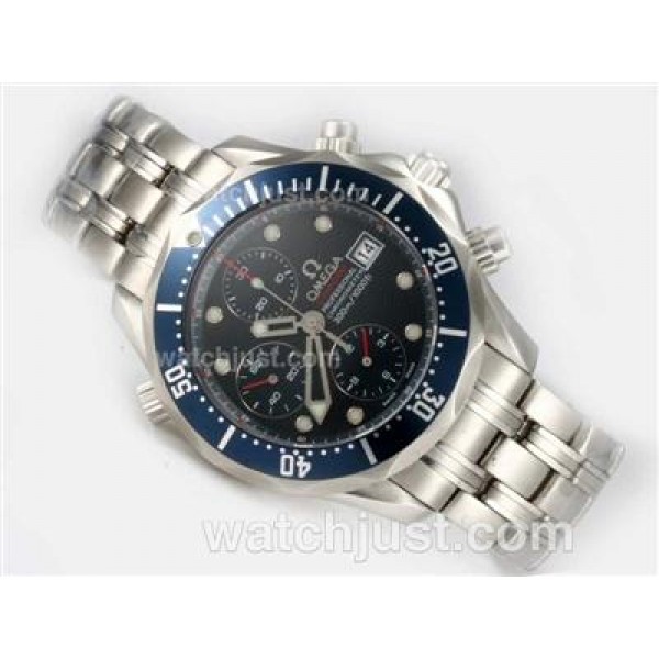 Practical UK Sale Omega Seamaster Automatic Fake Watch With Black Dial For Men