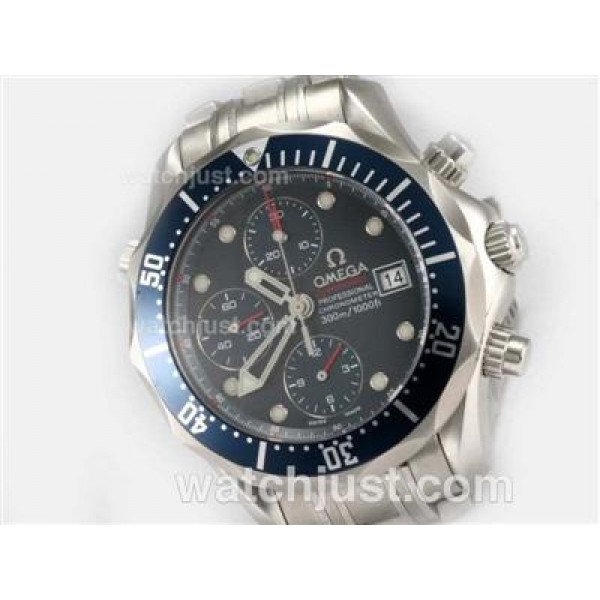 Practical UK Sale Omega Seamaster Automatic Fake Watch With Black Dial For Men