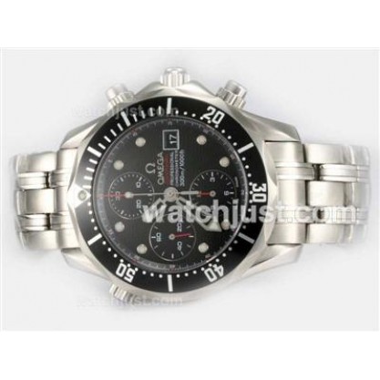 Best UK Sale Omega Seamaster Automatic Replica Watch With Black Dial For Men