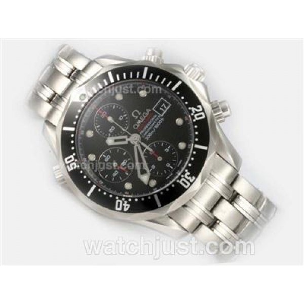 Best UK Sale Omega Seamaster Automatic Replica Watch With Black Dial For Men