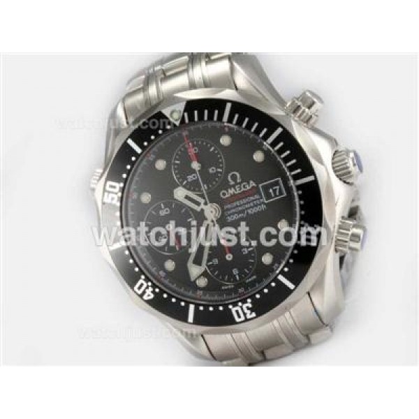 Best UK Sale Omega Seamaster Automatic Replica Watch With Black Dial For Men