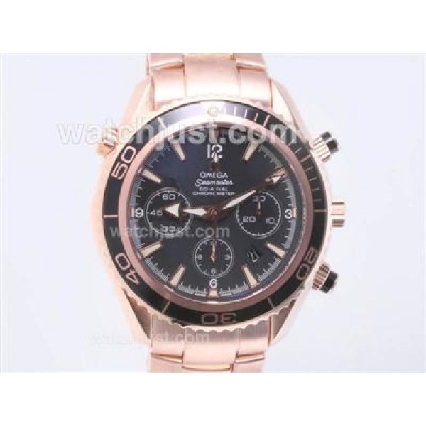 Waterproof UK Sale Omega Seamaster Automatic Fake Watches With Black Dials For Men