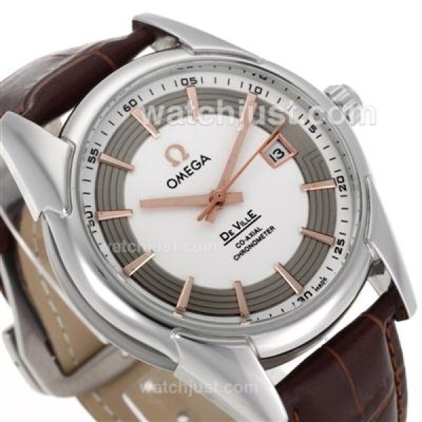 Quality UK Sale Omega Hour Vision Automatic Fake Watch With White And Silvery Dial For Men