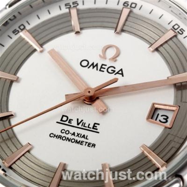 Quality UK Sale Omega Hour Vision Automatic Fake Watch With White And Silvery Dial For Men