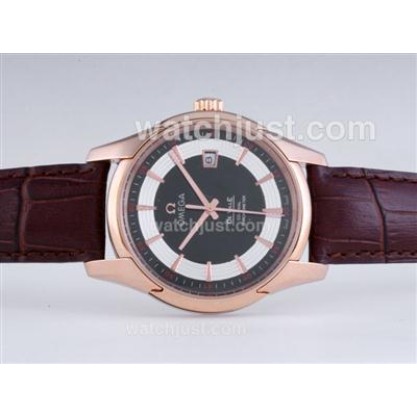 Good Quality UK Sale Omega Hour Vision Automatic Fake Watch With Black And White Dial For Men