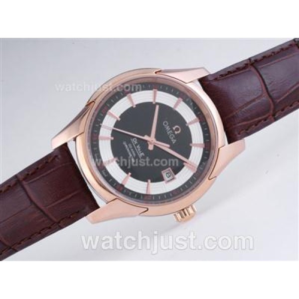 Good Quality UK Sale Omega Hour Vision Automatic Fake Watch With Black And White Dial For Men