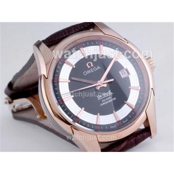 Good Quality UK Sale Omega Hour Vision Automatic Fake Watch With Black And White Dial For Men