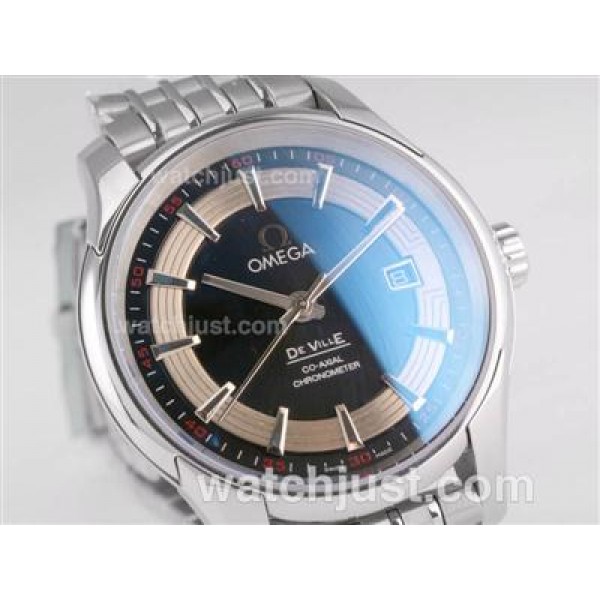 Best UK Sale Omega Hour Vision Automatic Fake Watch With Silvery And Black Dial For Men