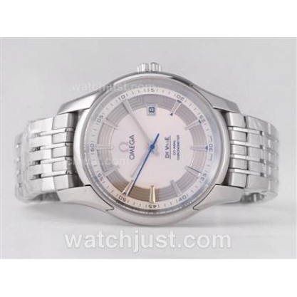 Quality UK Sale Omega De Ville Automatic Replica Watches With Silvery Dials For Men