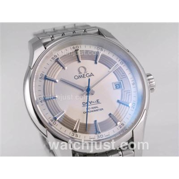 Quality UK Sale Omega De Ville Automatic Replica Watch With Silvery Dial For Men