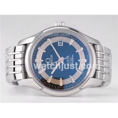 Cheap UK Sale Omega Hour Vision Automatic Fake Watches With Blue And Silvery Dials For Men