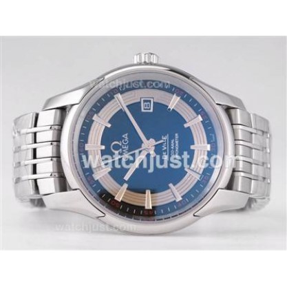 Cheap UK Sale Omega Hour Vision Automatic Fake Watch With Blue And Silvery Dial For Men