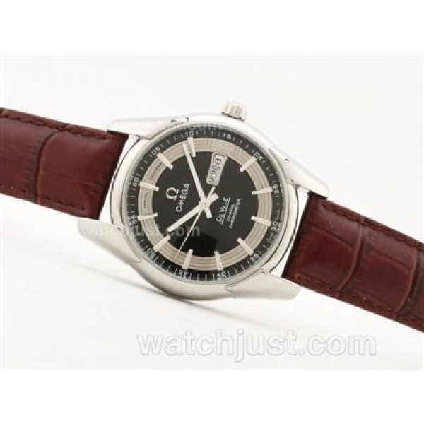 Best UK Sale Omega Hour Vision Automatic Fake Watch With Brown Dial For Men