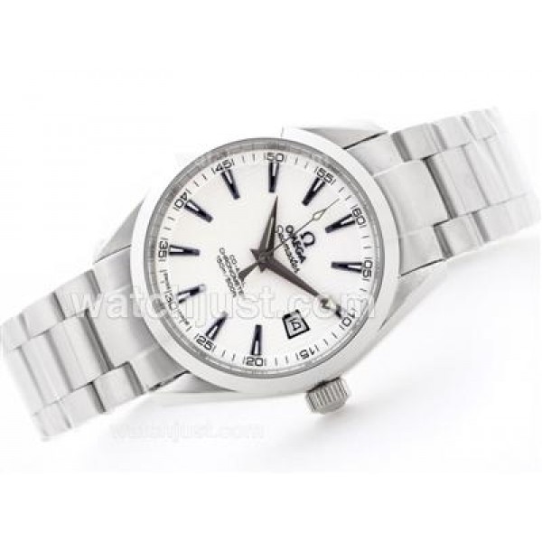 Waterproof UK Sale Omega Seamaster Automatic Fake Watch With White Dial For Men