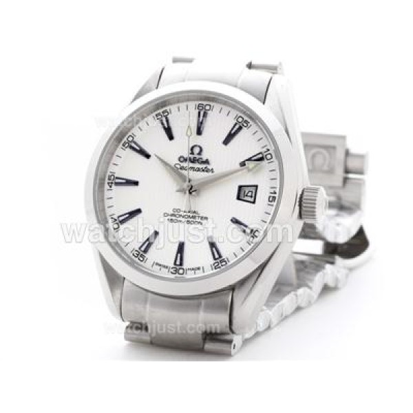 Waterproof UK Sale Omega Seamaster Automatic Fake Watch With White Dial For Men