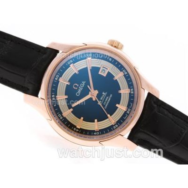 Quality UK Sale Omega Hour Vision Automatic Replica Watch With Blue And Silvery Dial For Men