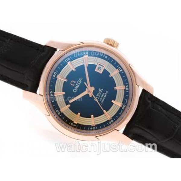 Quality UK Sale Omega Hour Vision Automatic Replica Watch With Blue And Silvery Dial For Men