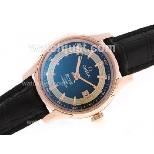 Quality UK Sale Omega Hour Vision Automatic Replica Watch With Blue And Silvery Dial For Men