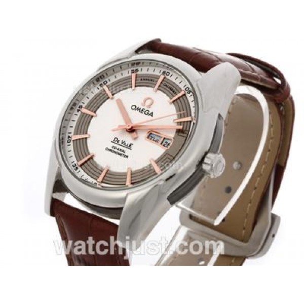 AAA Quality UK Sale Omega Hour Vision Automatic Replica Watch With White And Silvery Dial For Men