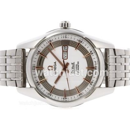 1:1 Best UK Sale Omega Hour Vision Automatic Fake Watch With White And Silvery Dial For Men