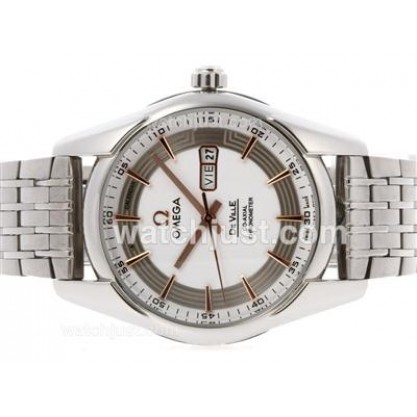 1:1 Best UK Sale Omega Hour Vision Automatic Fake Watch With White And Silvery Dial For Men