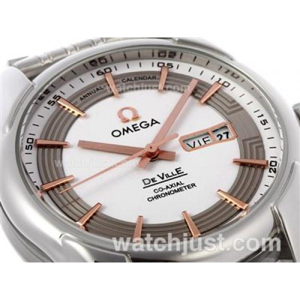 1:1 Best UK Sale Omega Hour Vision Automatic Fake Watch With White And Silvery Dial For Men