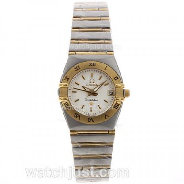 Perfect UK Sale Omega Constellation Quartz Fake Watch With White Dial For Women