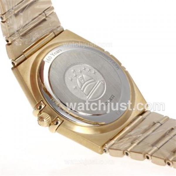 Swiss Movement UK Omega Constellation Automatic Fake Watch With Champagne Dial For Men