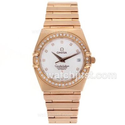 Best UK Omega Constellation Quartz Replica Watch With White Dial For Women