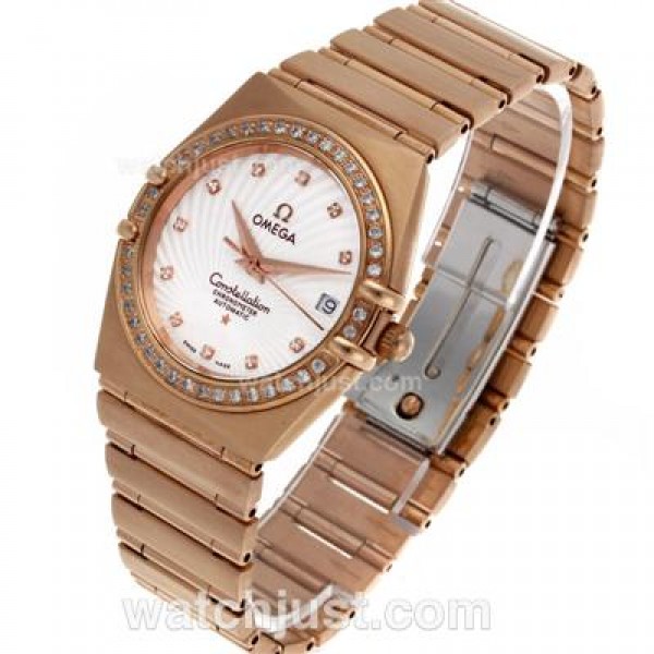 Best UK Omega Constellation Quartz Replica Watch With White Dial For Women