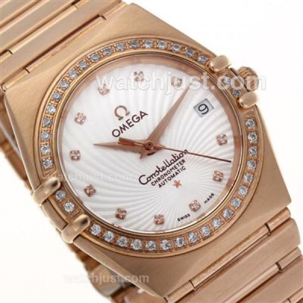 Best UK Omega Constellation Quartz Replica Watch With White Dial For Women