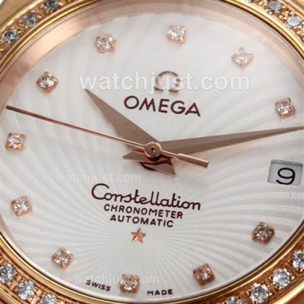 Best UK Omega Constellation Quartz Replica Watch With White Dial For Women