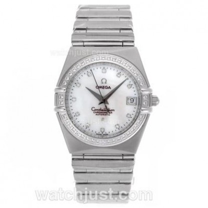 Perfect UK Omega Constellation Automatic Fake Watch With White Dial For Women