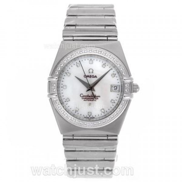 Perfect UK Omega Constellation Automatic Fake Watch With White Dial For Women