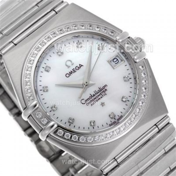 Perfect UK Omega Constellation Automatic Fake Watch With White Dial For Women