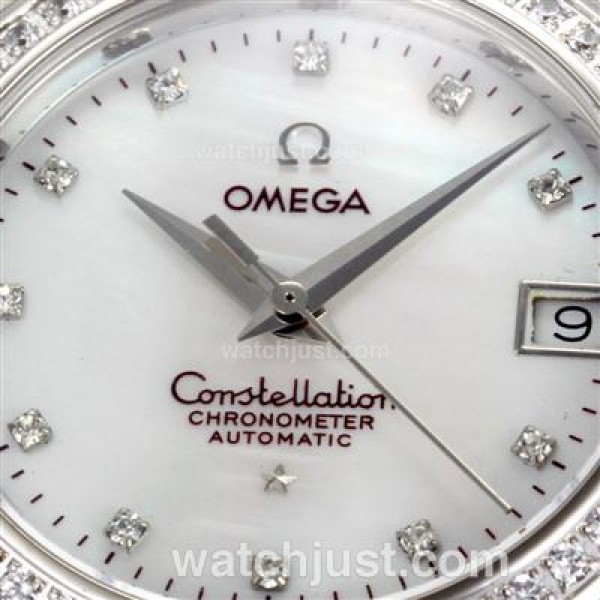 Perfect UK Omega Constellation Automatic Fake Watch With White Dial For Women