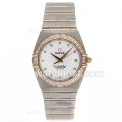 Good Quality UK Omega Constellation Automatic Fake Watch With White Dial For Men