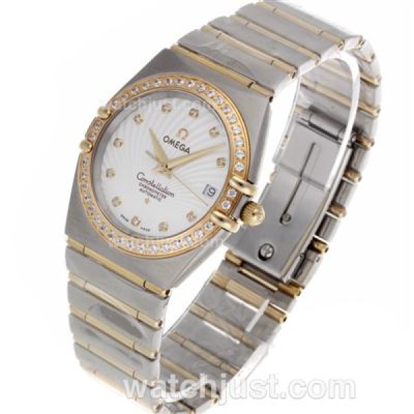 Good Quality UK Omega Constellation Automatic Fake Watch With White Dial For Men