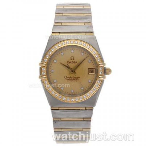 Best UK Omega Constellation Automatic Replica Watch With Champagne Dial For Women