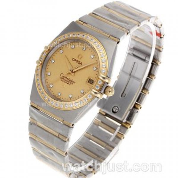 Best UK Omega Constellation Automatic Replica Watch With Champagne Dial For Women