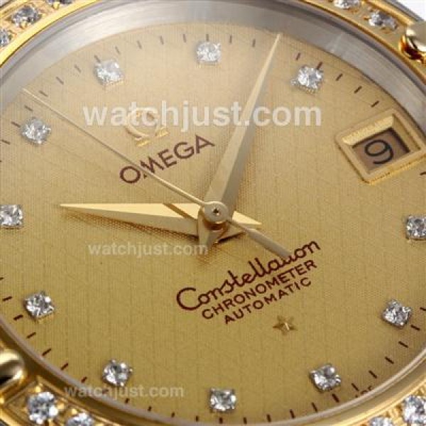 Best UK Omega Constellation Automatic Replica Watch With Champagne Dial For Women