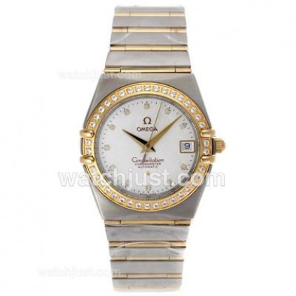 Best-selling UK Omega Constellation Automatic Fake Watch With White Dial For Men