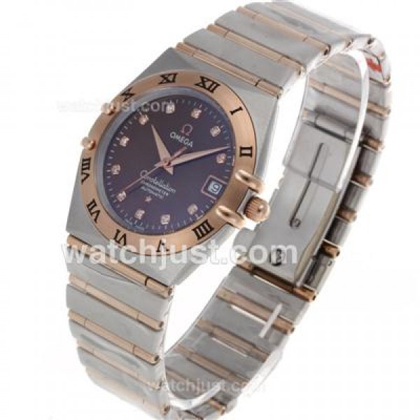 Best UK Omega Constellation Automatic Fake Watch With Brown Dial For Women