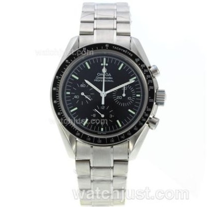 Quality UK Sale Omega Speedmaster Automatic Fake Watch With Black Dial For Men