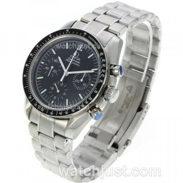 Quality UK Sale Omega Speedmaster Automatic Fake Watch With Black Dial For Men