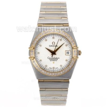 Cheap UK Omega Constellation Automatic Replica Watch With White Dial For Women