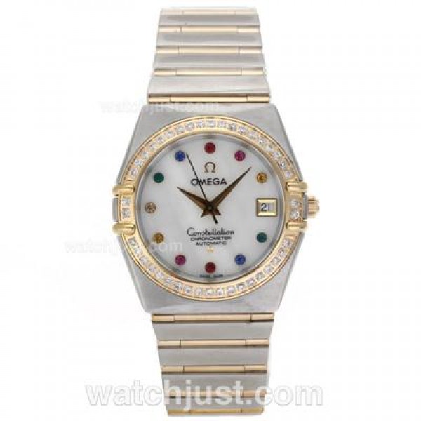 Perfect UK Omega Constellation Automatic Replica Watch With White Dial For Women