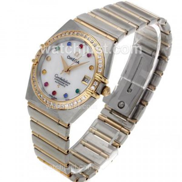 Perfect UK Omega Constellation Automatic Replica Watch With White Dial For Women