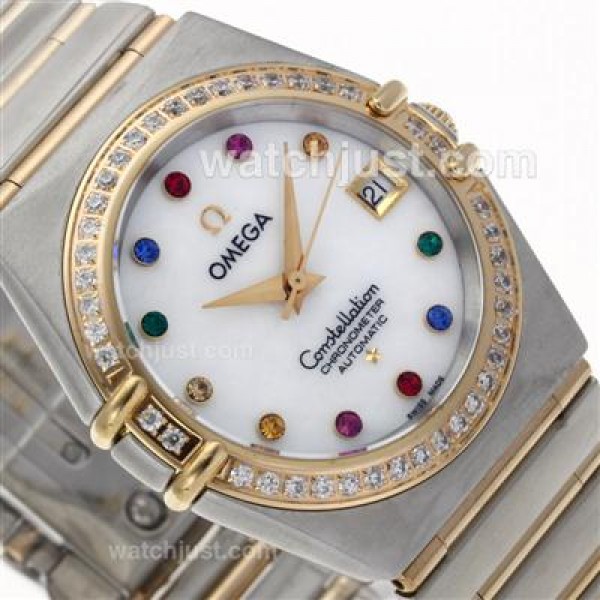 Perfect UK Omega Constellation Automatic Replica Watch With White Dial For Women